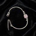 Multicolor Oval Charm Bracelet - Pink Blue CZ