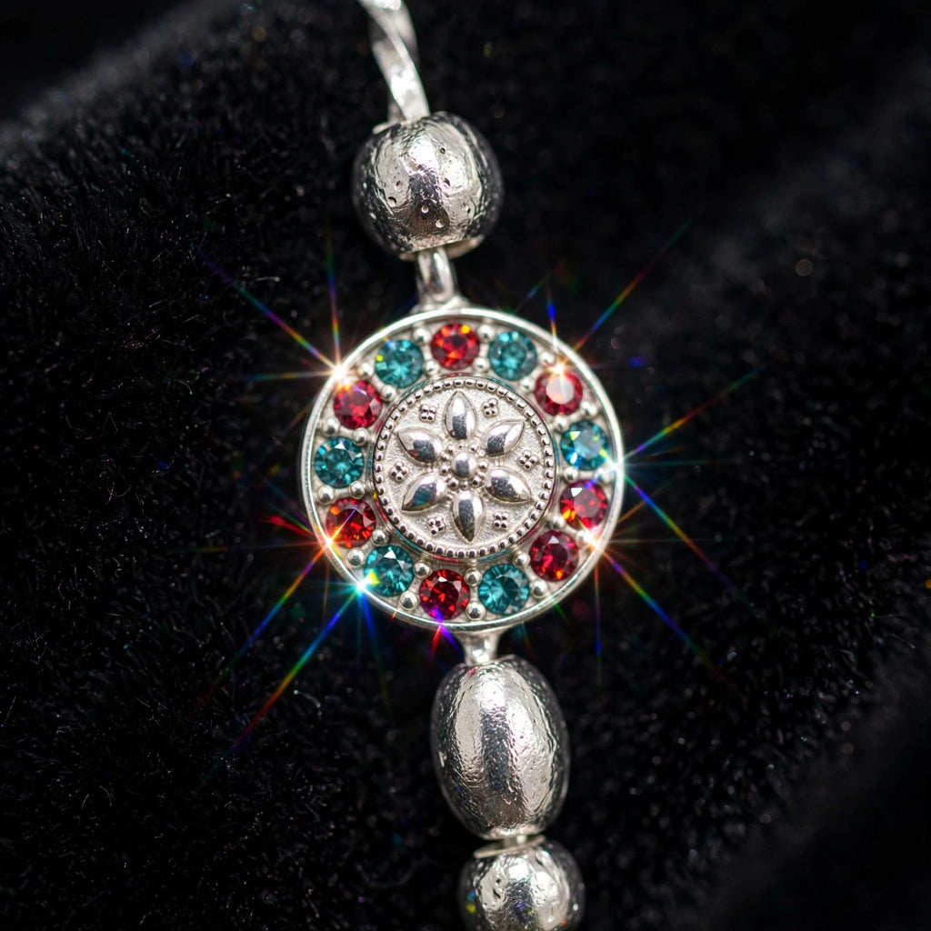 Luxury Silver Round Multicolor Bracelet - Premium CZ Stones