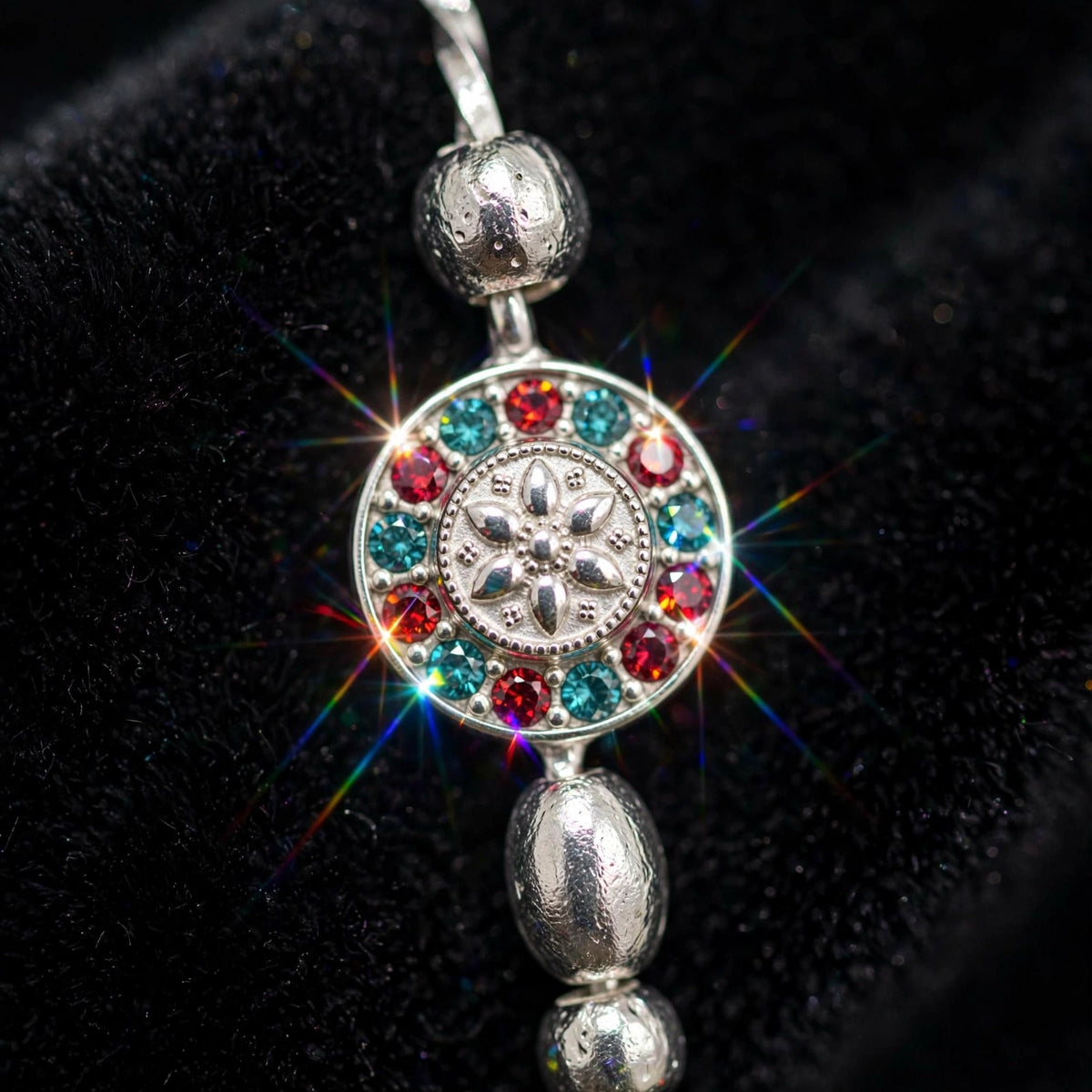 Luxury Silver Round Multicolor Bracelet - Premium CZ Stones