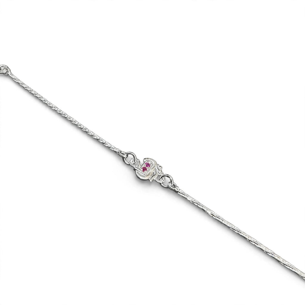Shri Silver Chain Bracelet - Pink Stone Studded