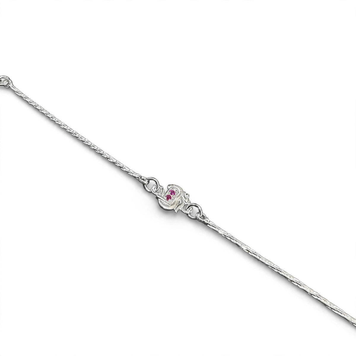 Shri Silver Chain Bracelet - Pink Stone Studded