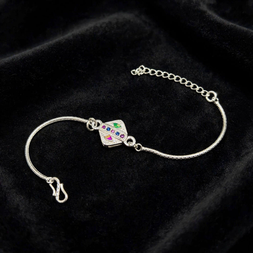 Diamond Multicolor Silver Bracelet - 925 Plated