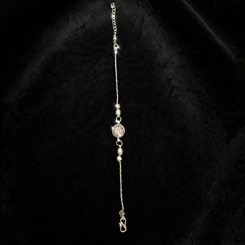 Luxury Silver Round Multicolor Bracelet - Premium CZ Stones