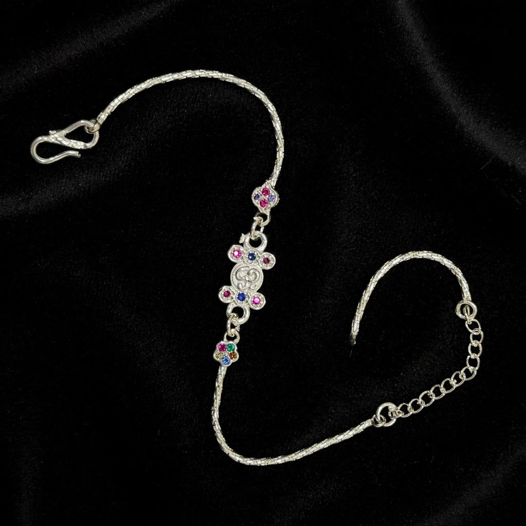 Om Spiritual Silver Bracelet - Pink Blue Multicolor CZ