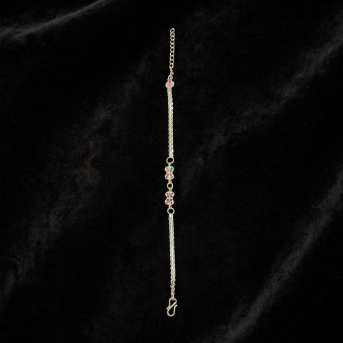 Double Bow Silver Bracelet - Rainbow CZ
