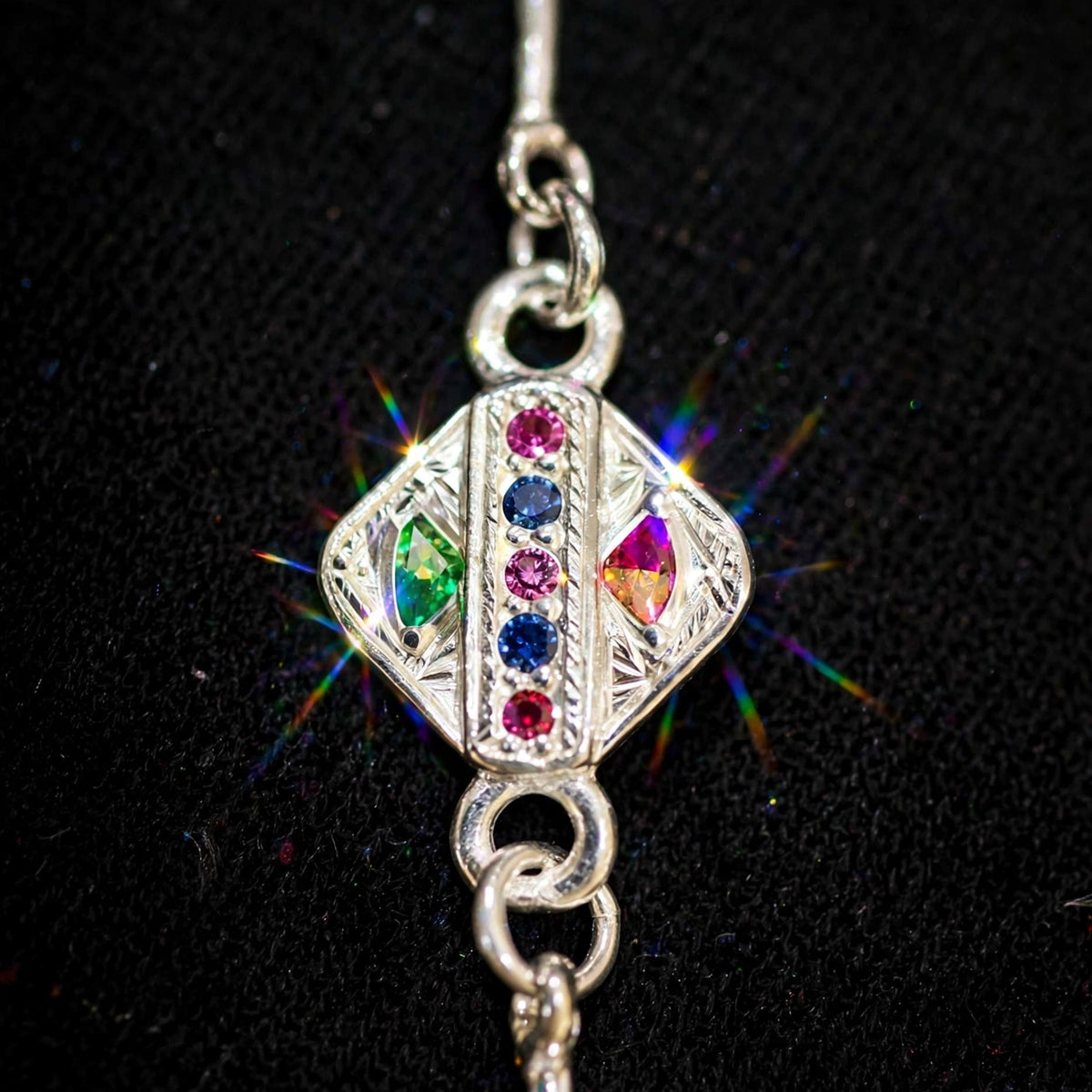 Diamond Multicolor Silver Bracelet - 925 Plated