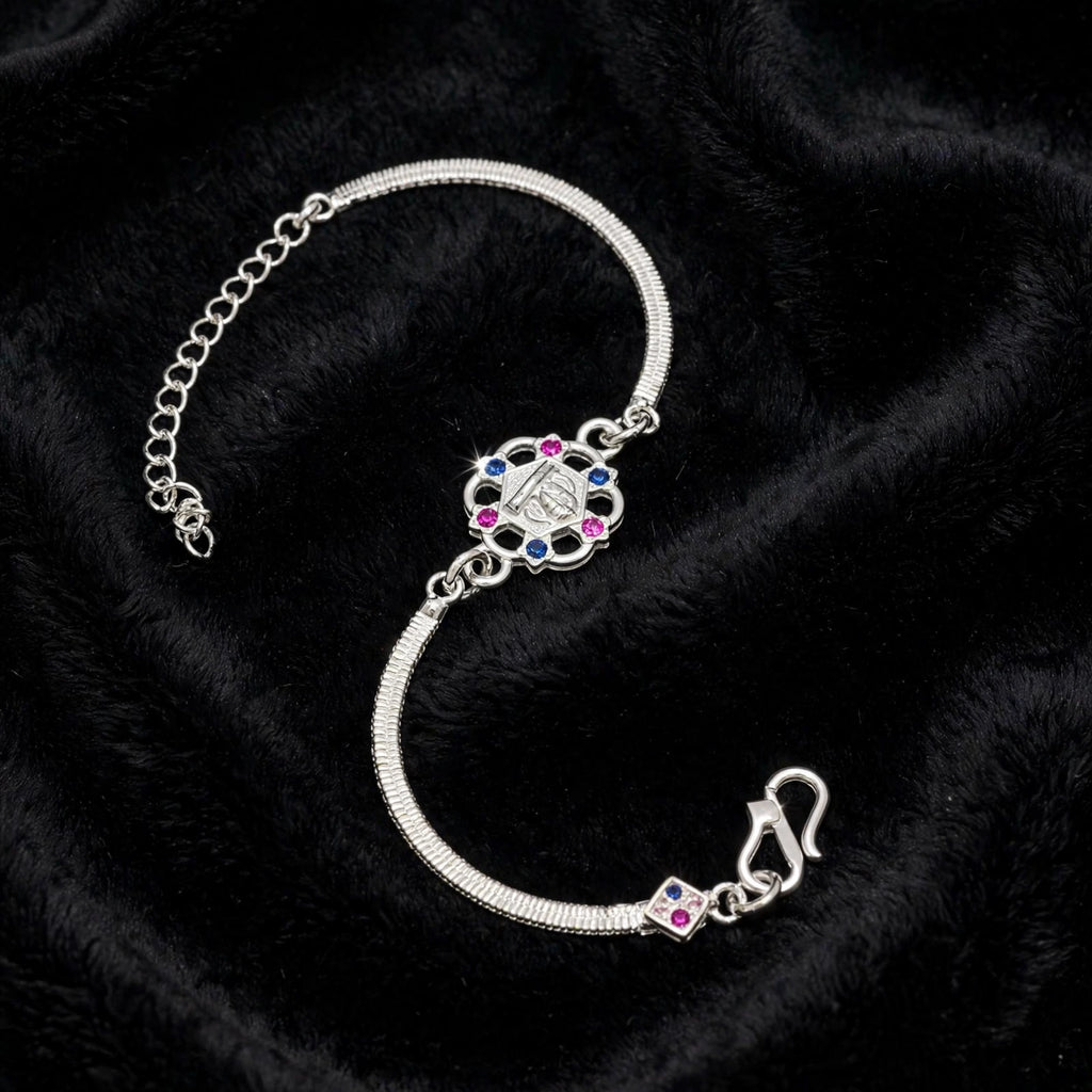 Shree Laxmi Silver Bracelet - Pink Blue CZ