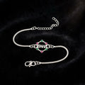 Bhai Peacock Silver Chain Bracelet - Double Charm Meenakari