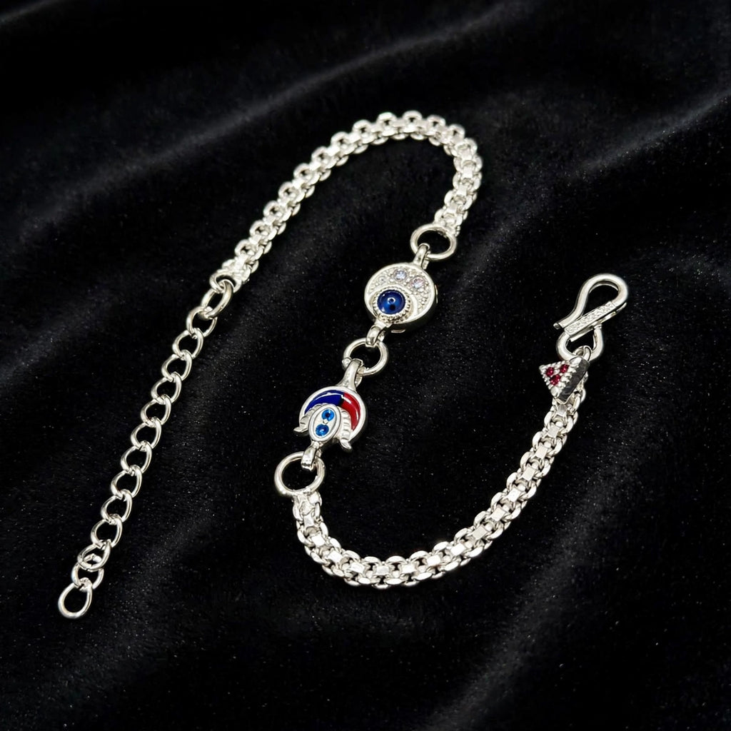 Evil Eye Silver Bracelet - Double Nazar Protection