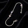 Double Triangle Silver Bracelet - Pink & Blue CZ