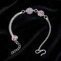 Floral Designer Silver Bracelet - Pink Blue CZ