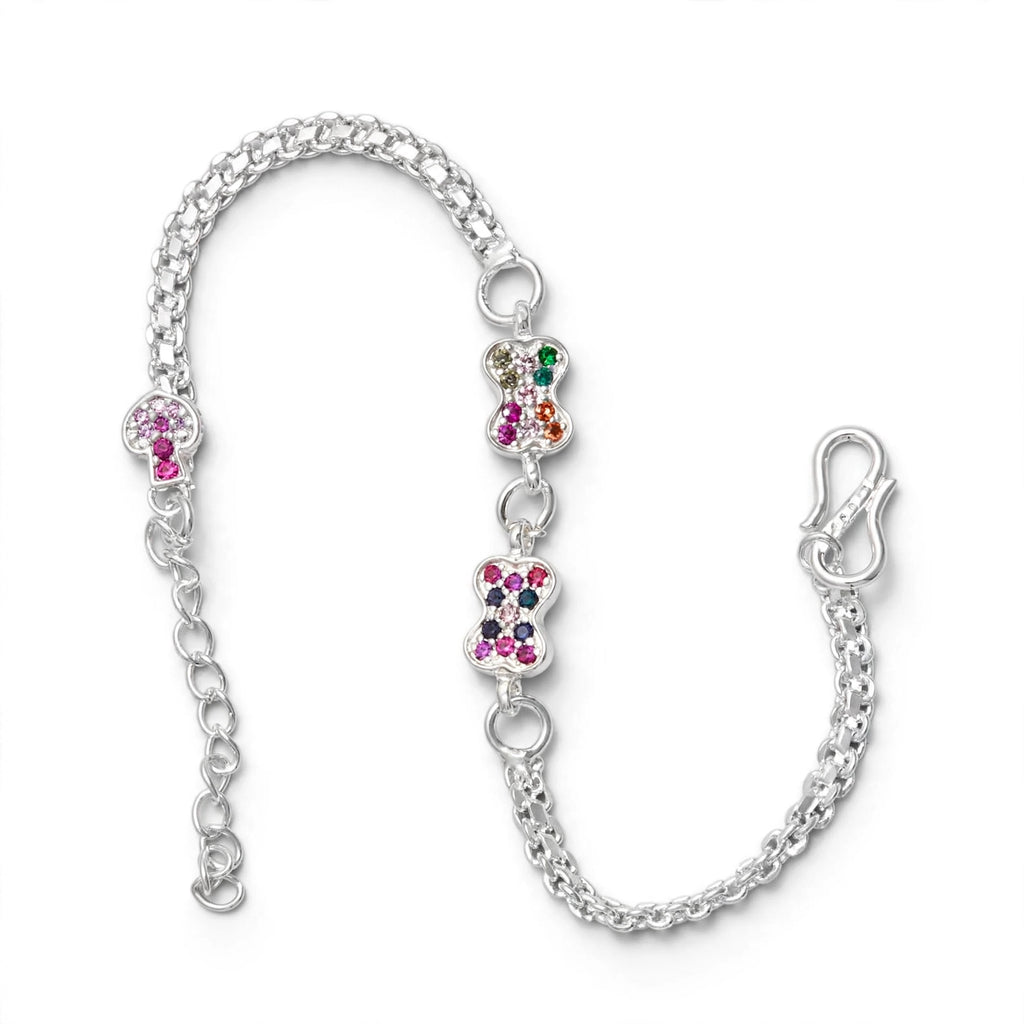 Double Bow Silver Bracelet - Rainbow CZ