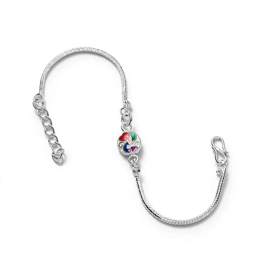 Peacock Enamel Silver Bracelet - Colorful Meenakari