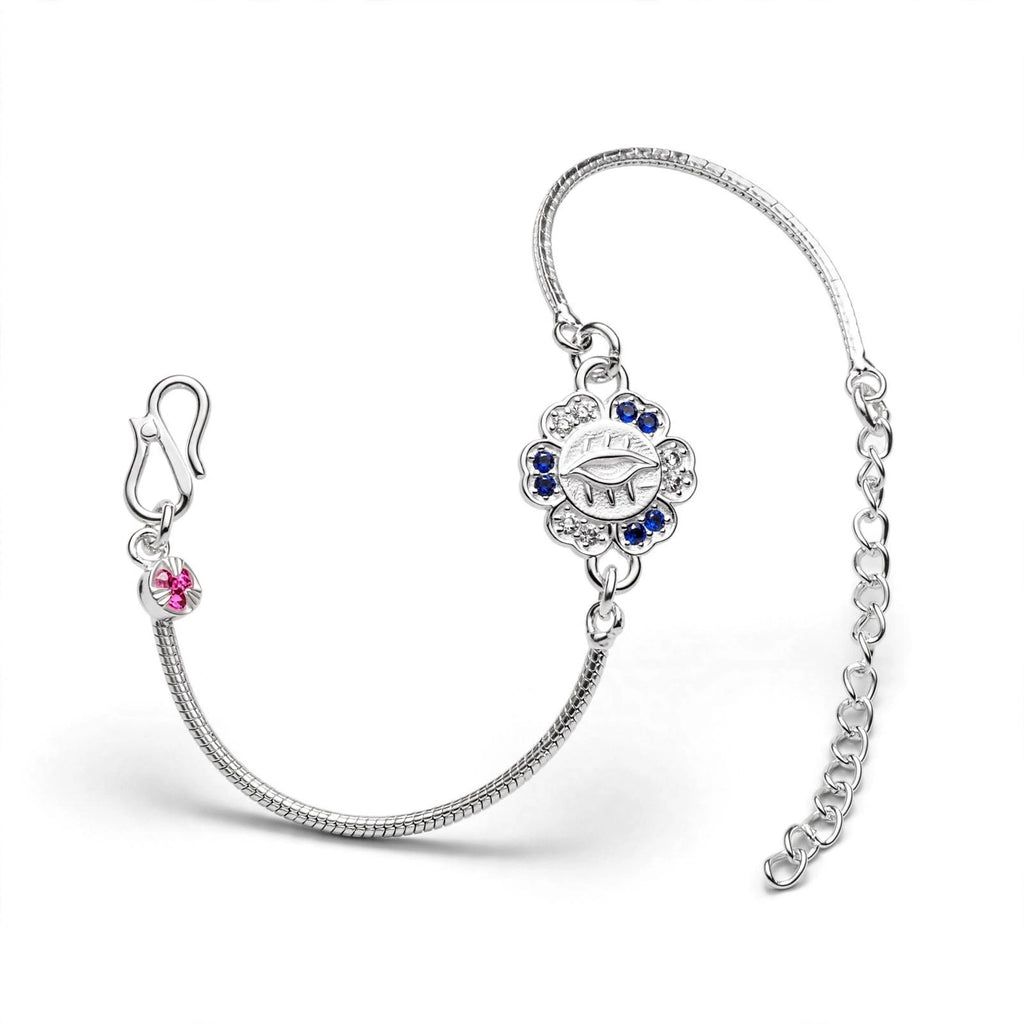 Evil Eye Shree Flower Bracelet - Blue CZ