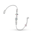 Clover Heart Silver Bracelet - Multicolor CZ