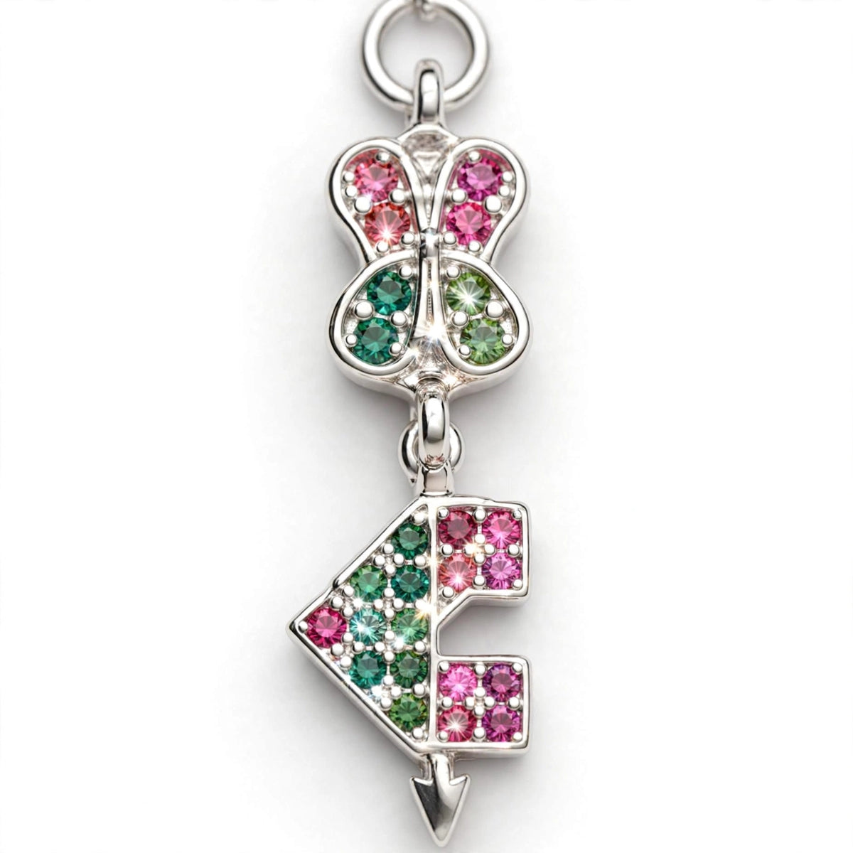 Bow Arrow Silver Bracelet - Multicolor CZ Stones
