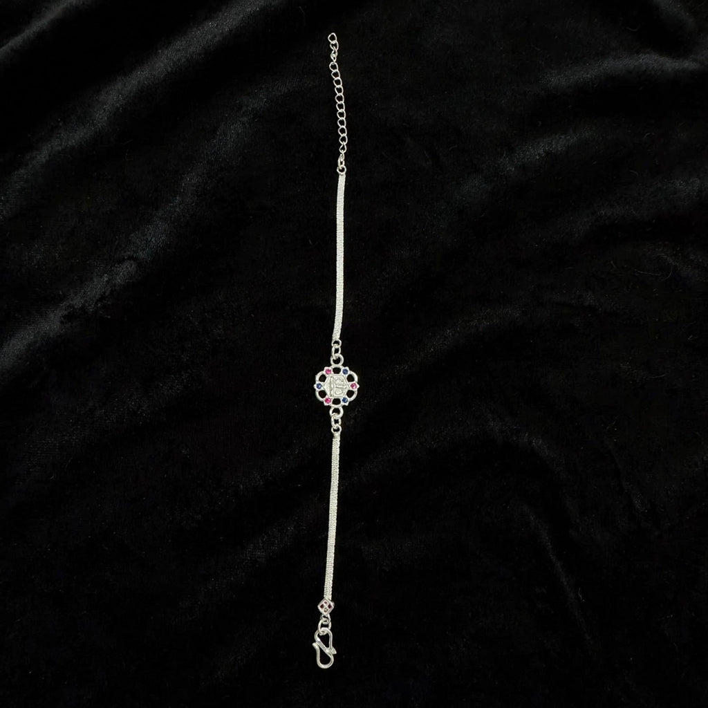 Shree Laxmi Silver Bracelet - Pink Blue CZ