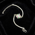 Swastik Hexagon Silver Bracelet - Pink Green CZ