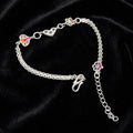 Multicolor Enamel Silver Bracelet - 4 Charms