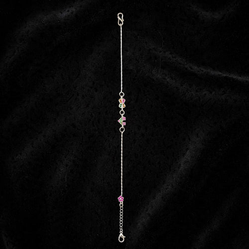 Bow Arrow Silver Bracelet - Multicolor CZ Stones